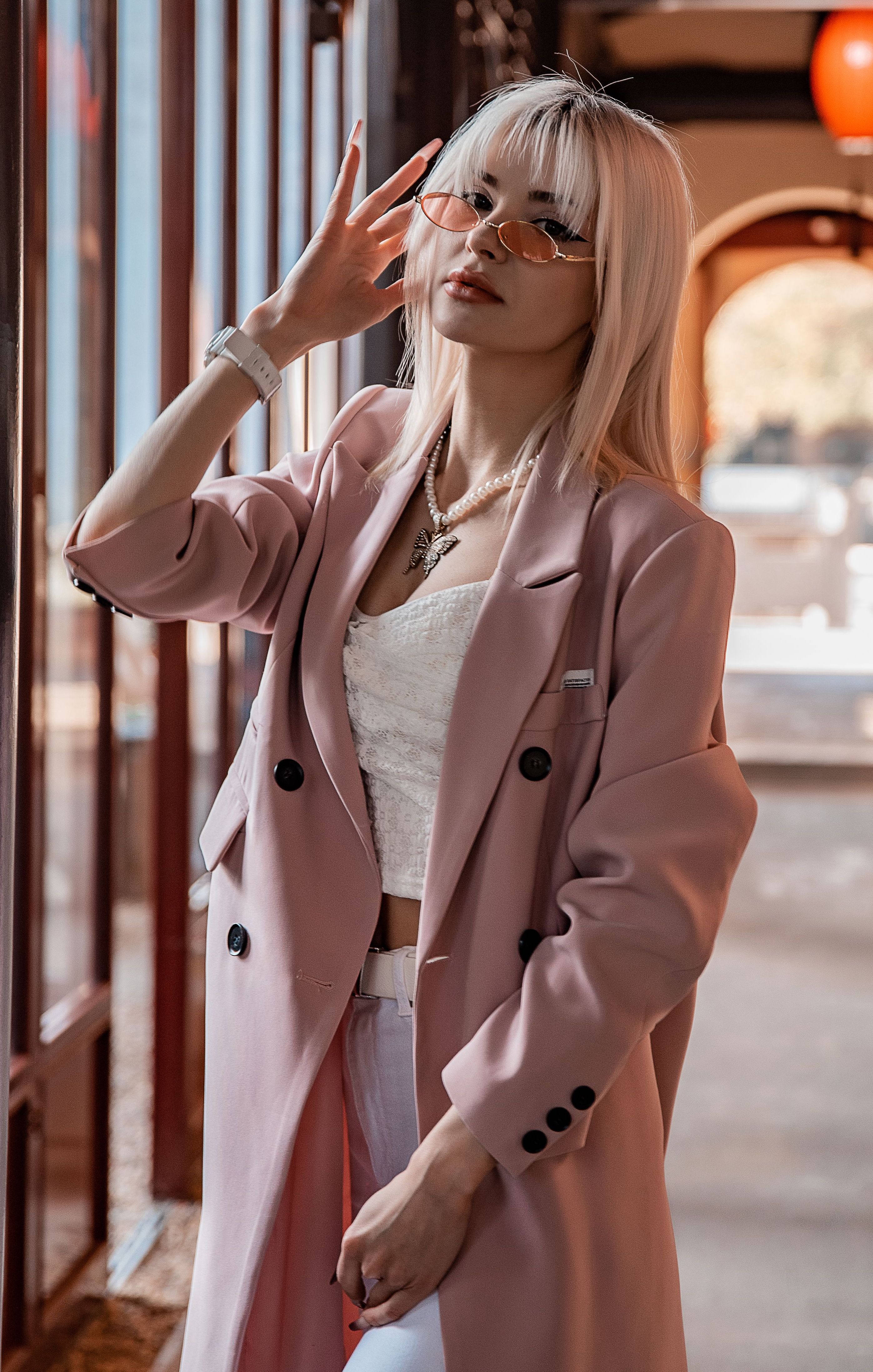 A Bloomie creator, styled for an editorial portrait.